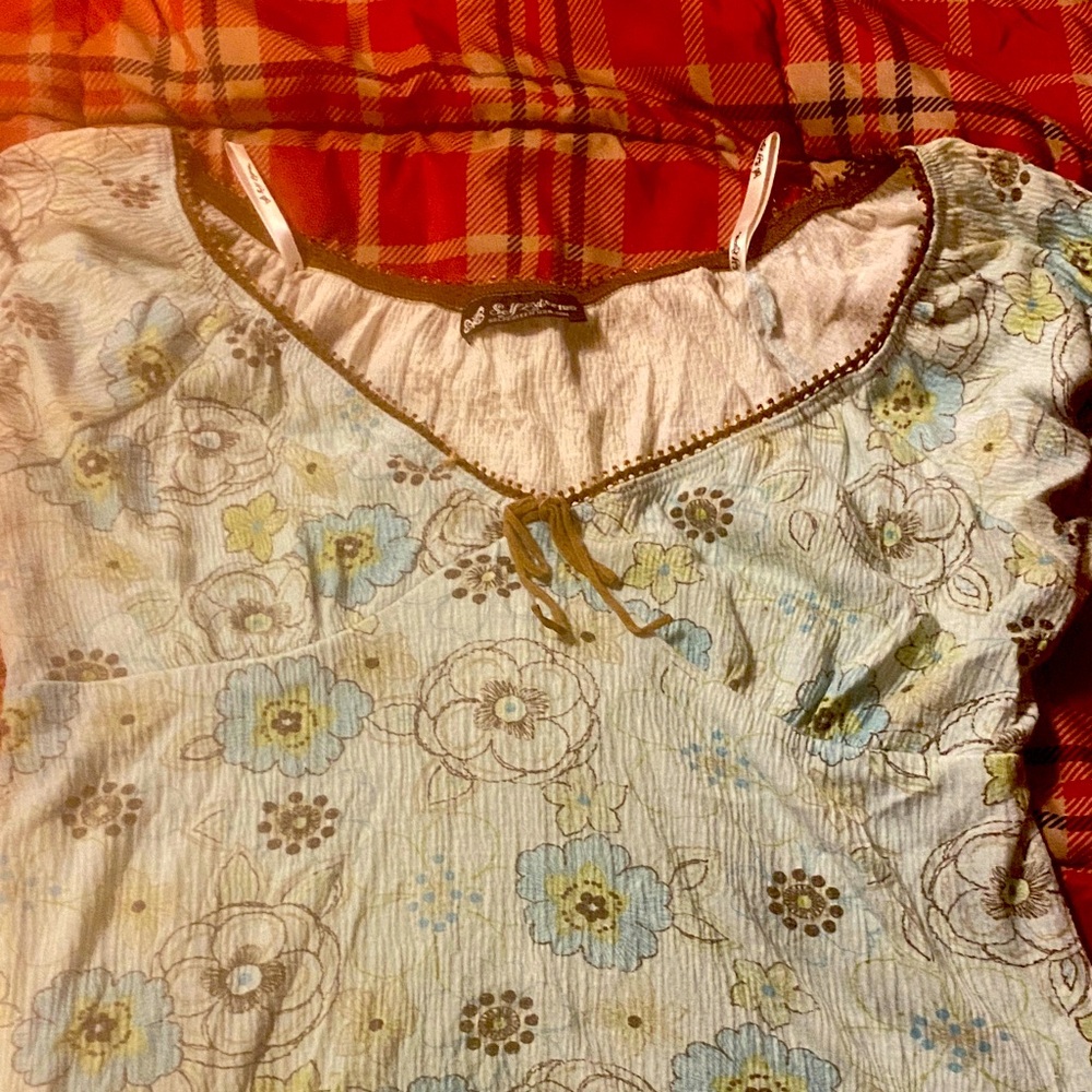 Self Esteem White and Brown Top